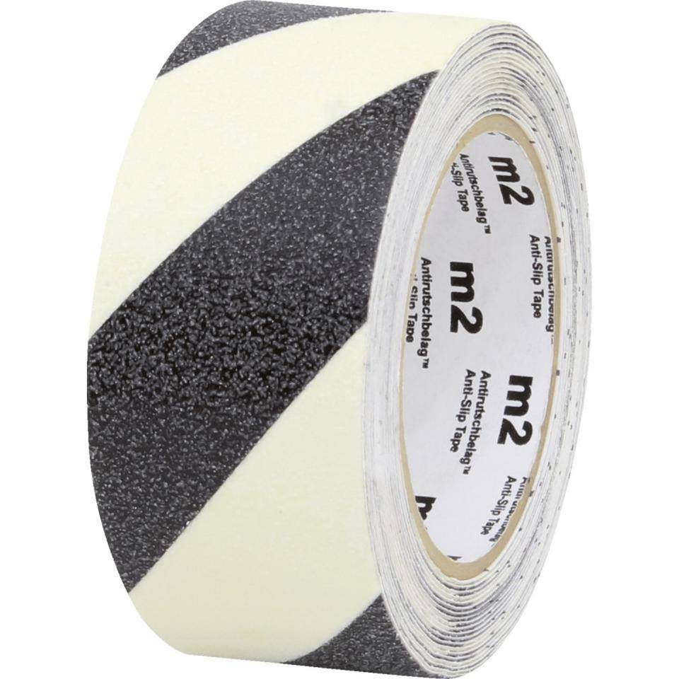 PERMALIGHT® power langnachleuchtend Antirutschbelag R13, lang nachleuchtend schraffiert, selbstklebend, 50mm, 6m/Rolle