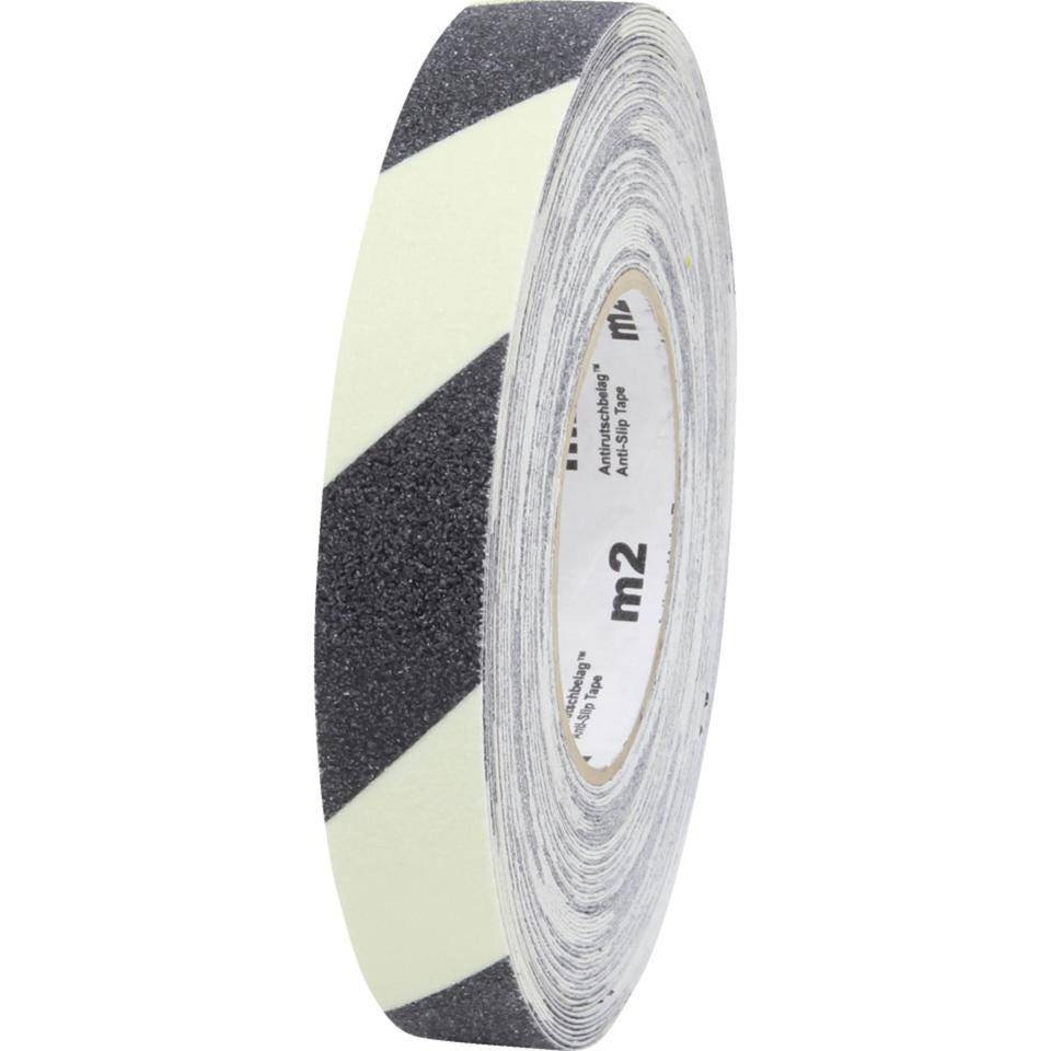 PERMALIGHT® power langnachleuchtend Antirutschbelag R13, lang nachleuchtend schraffiert, selbstklebend, 25mm, 18,3m/Rolle