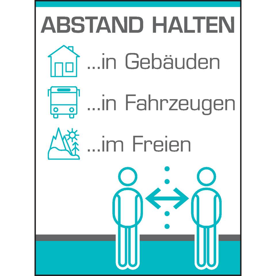 Aushang ABSTAND HALTEN...in Gebäuden, in Fahrzeugen, im Freien, Folie, 300x400mm