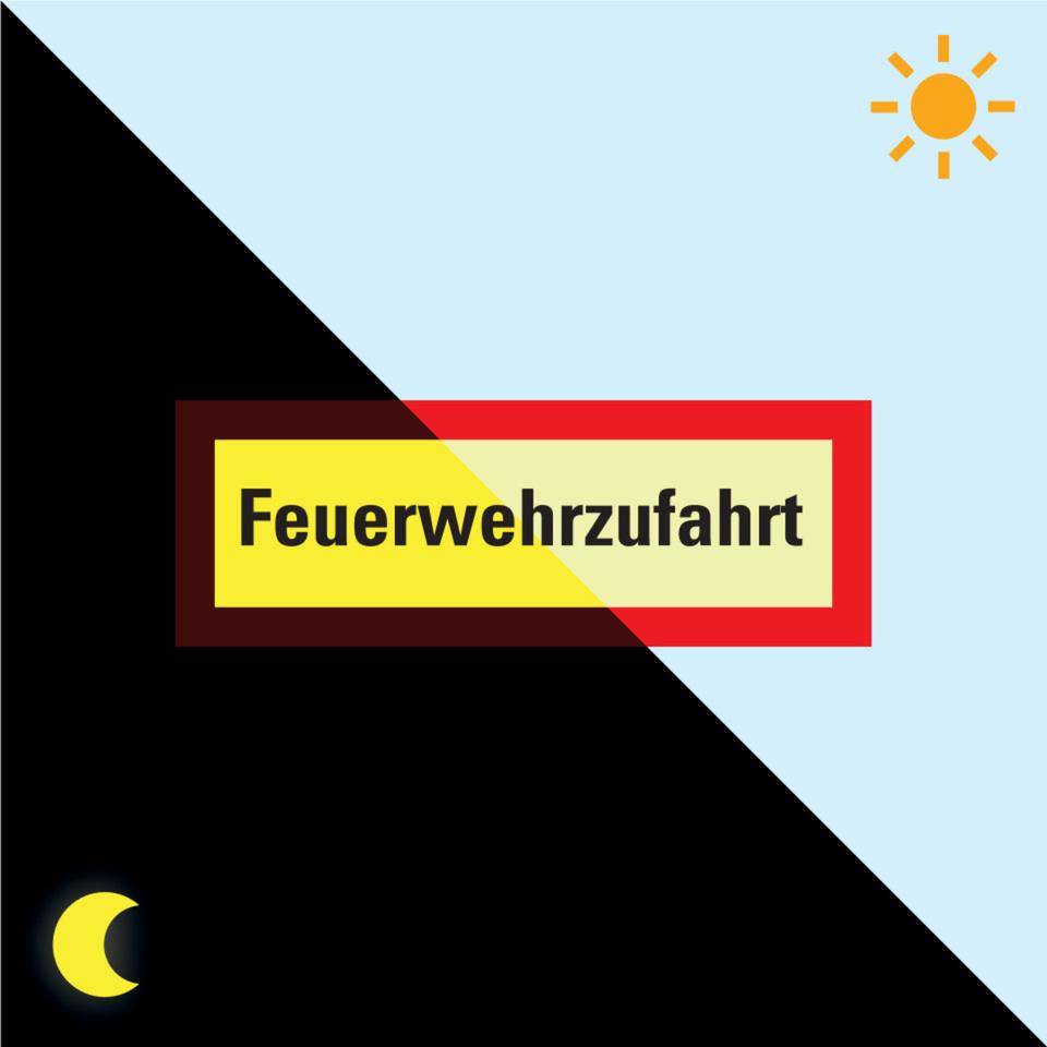 PERMALIGHT® power langnachleuchtend Feuerwehrschild Feuerwehrzufahrt, Aluminium, 420x148mm