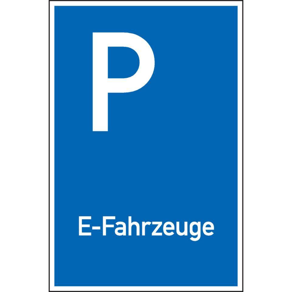 Parkplatzschild E-Fahrzeuge, Aluminium, spitze Ecken, 400x600mm