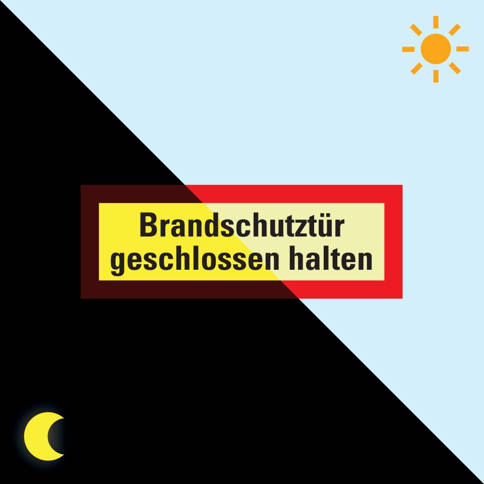PERMALIGHT® power langnachleuchtend Feuerwehrschild Brandschutztür geschlossen.., Folie, 297x105mm