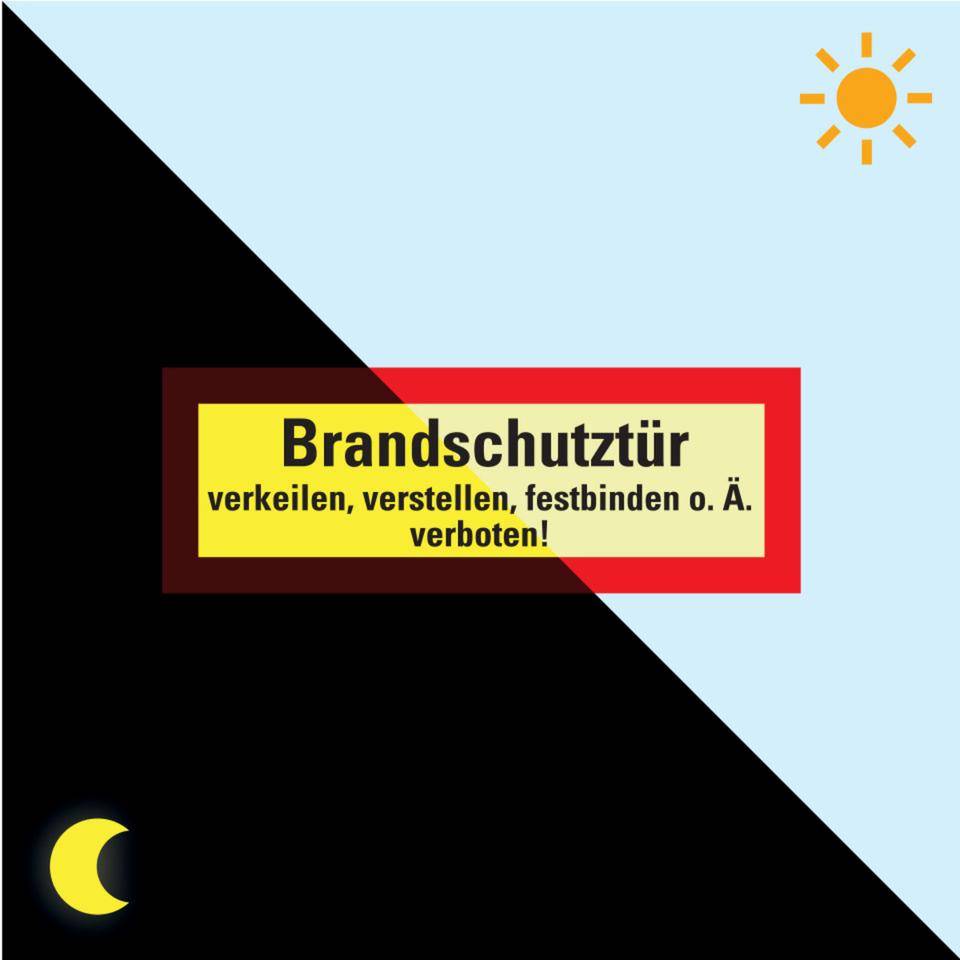PERMALIGHT® power langnachleuchtend Feuerwehrschild Brandschutztür verkeilen verboten, Folie, 297x105mm