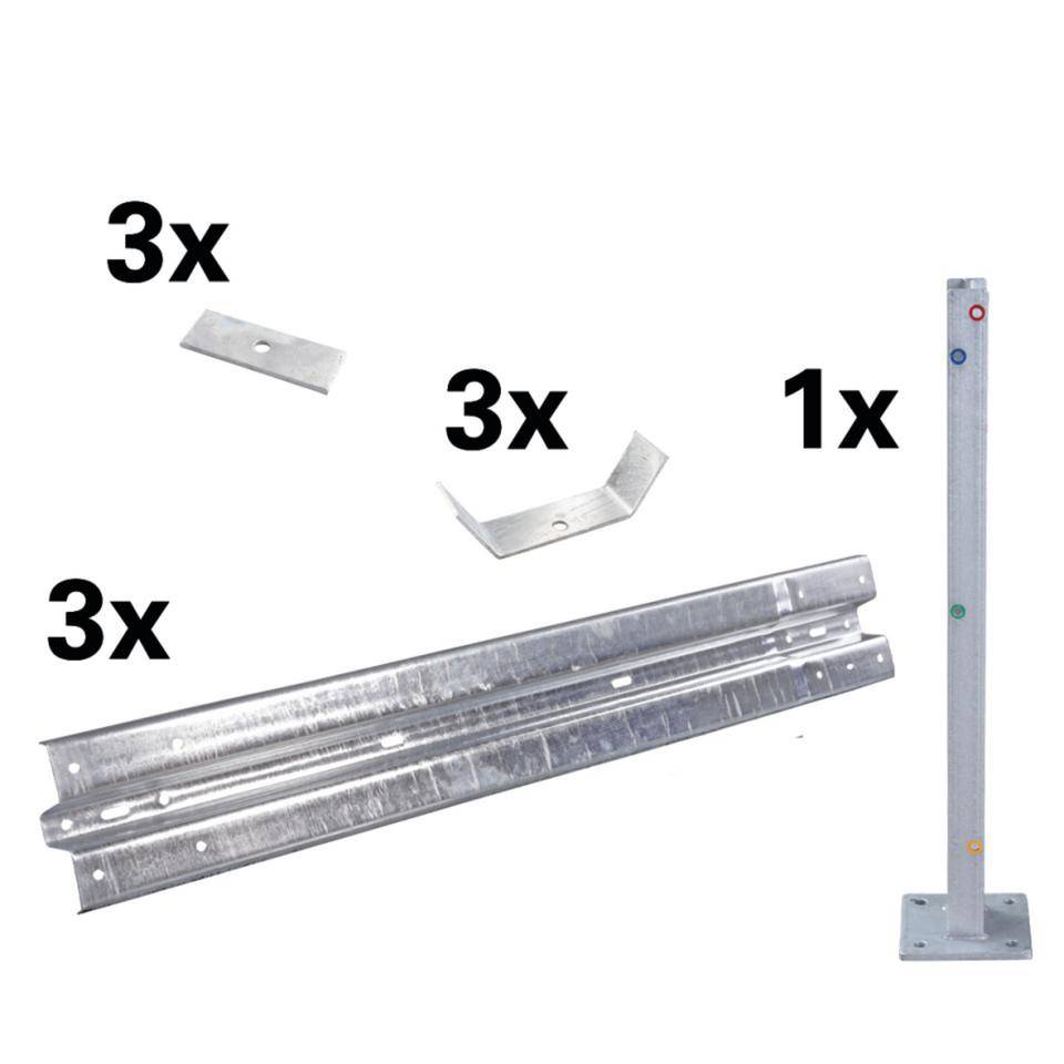 Ergänzungs-Set Stahlplanken Typ B,3-fach,IPE 1000,zum Aufdübeln,Baulänge 2m