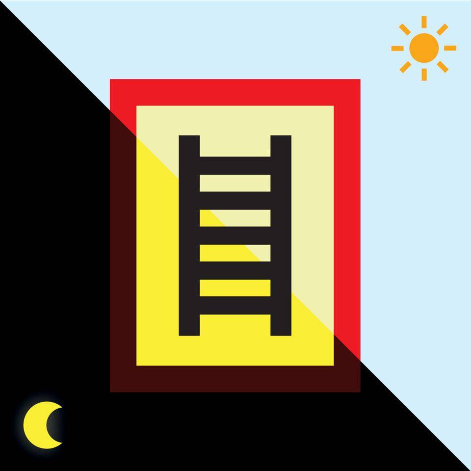 PERMALIGHT® power langnachleuchtend Feuerwehrschild Stelle zum Anleitern, Aluminium, 200x250mm