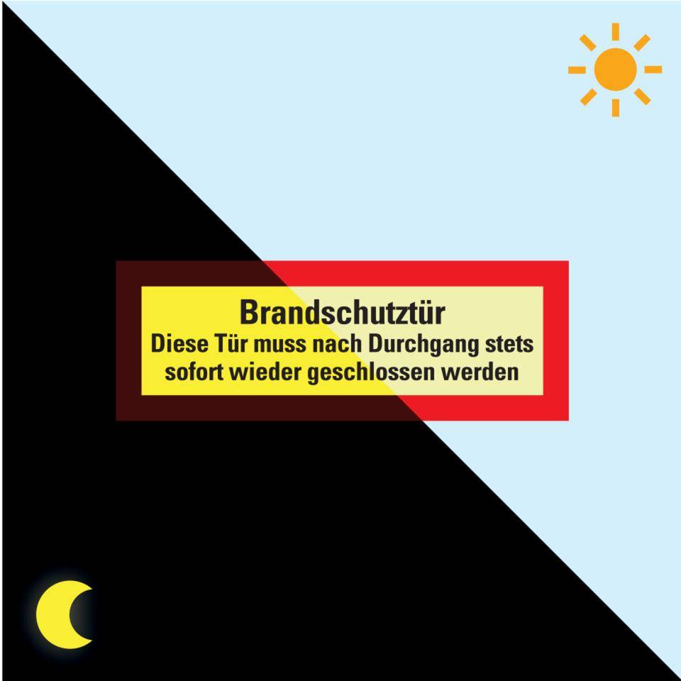 PERMALIGHT® power langnachleuchtend Feuerwehrschild Brandschutztür Tür nach..., Folie, 210x74mm