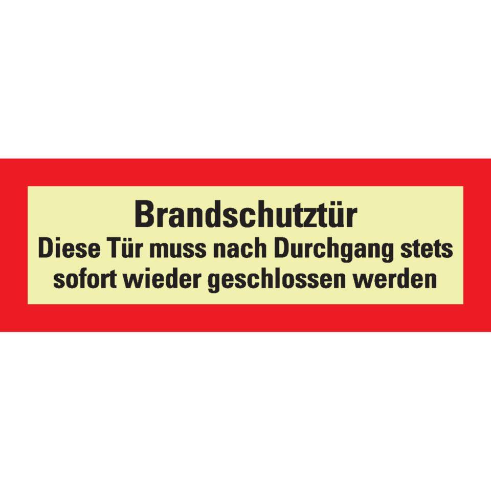 PERMALIGHT® power langnachleuchtend Feuerwehrschild Brandschutztür Tür nach..., Folie, 210x74mm