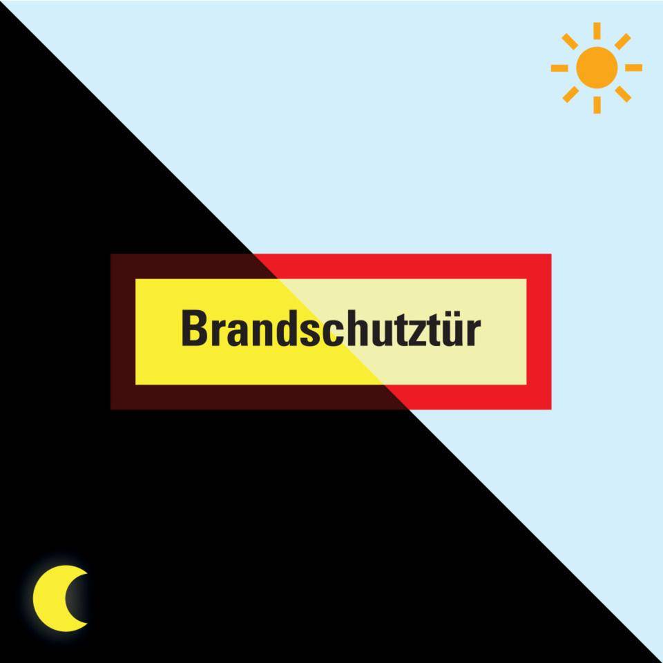 PERMALIGHT® power langnachleuchtend Feuerwehrschild Brandschutztür.., Folie, selbstklebend, 210x74mm