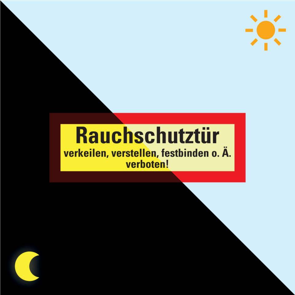 PERMALIGHT® power langnachleuchtend Feuerwehrschild Rauchschutztür verkeilen..., Folie, 210x74mm