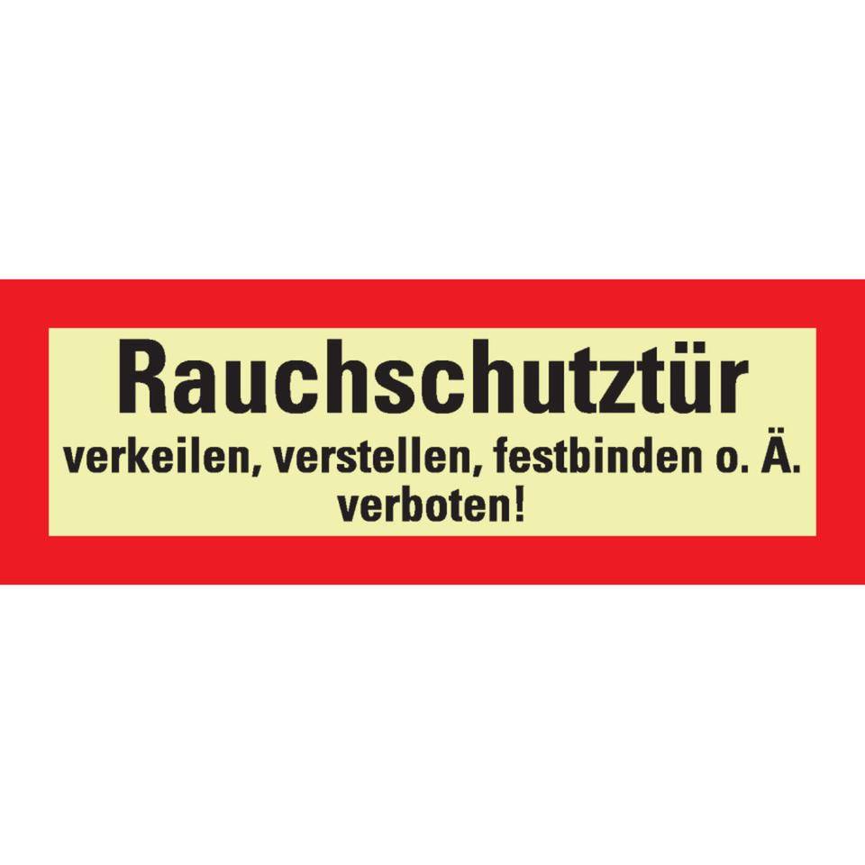 PERMALIGHT® power langnachleuchtend Feuerwehrschild Rauchschutztür verkeilen..., Folie, 210x74mm