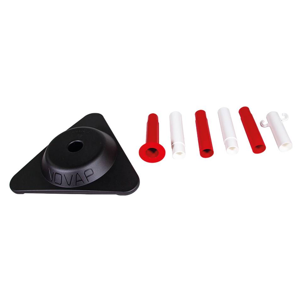 Absperrpfosten Clever, mit Sockel, Kettenösen, rot/weiß, 900mm, 3,2kg