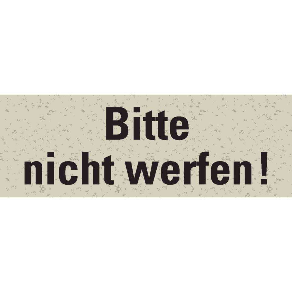 Hinweisetikett Bitte nicht werfen!, weiß, Primärfaser-Graspapier, selbstklebend, 147x50mm, 6/Bogen