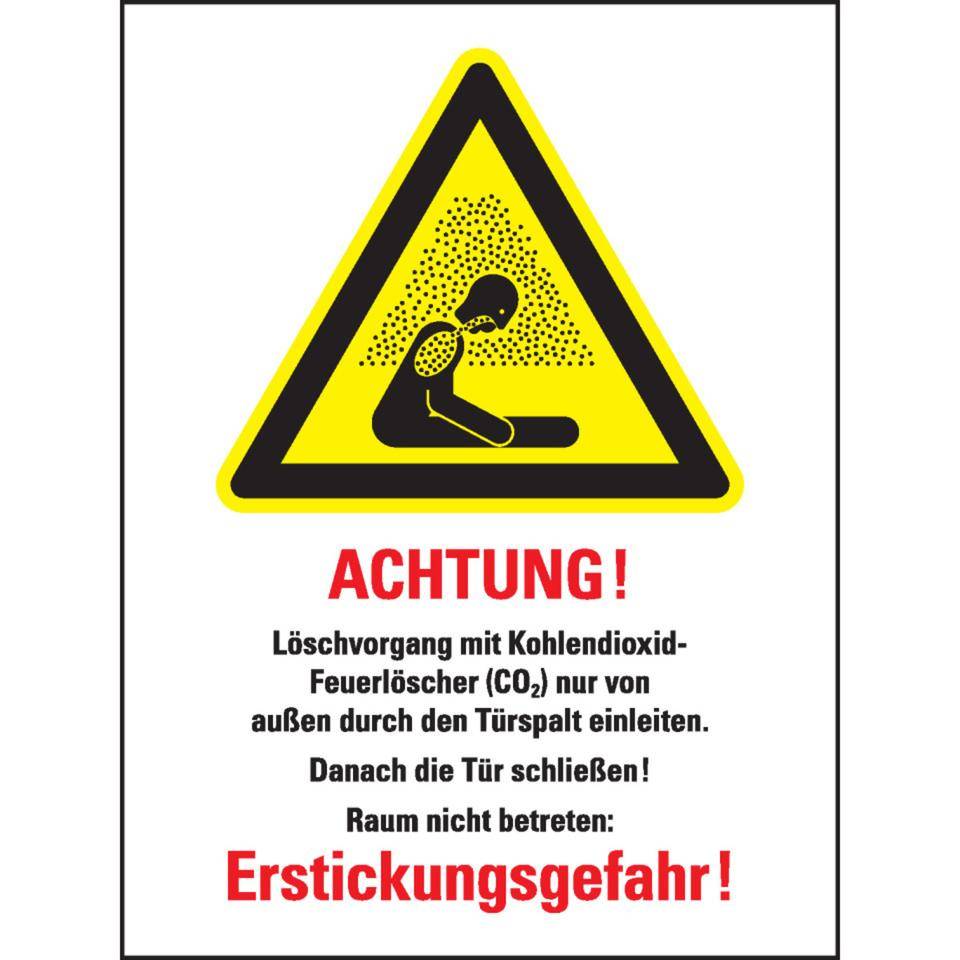 Warn-Kombischild CO²-Feuerlöscher - Löschen d. Türspalt, ISO, Kunststoff, 200x300mm