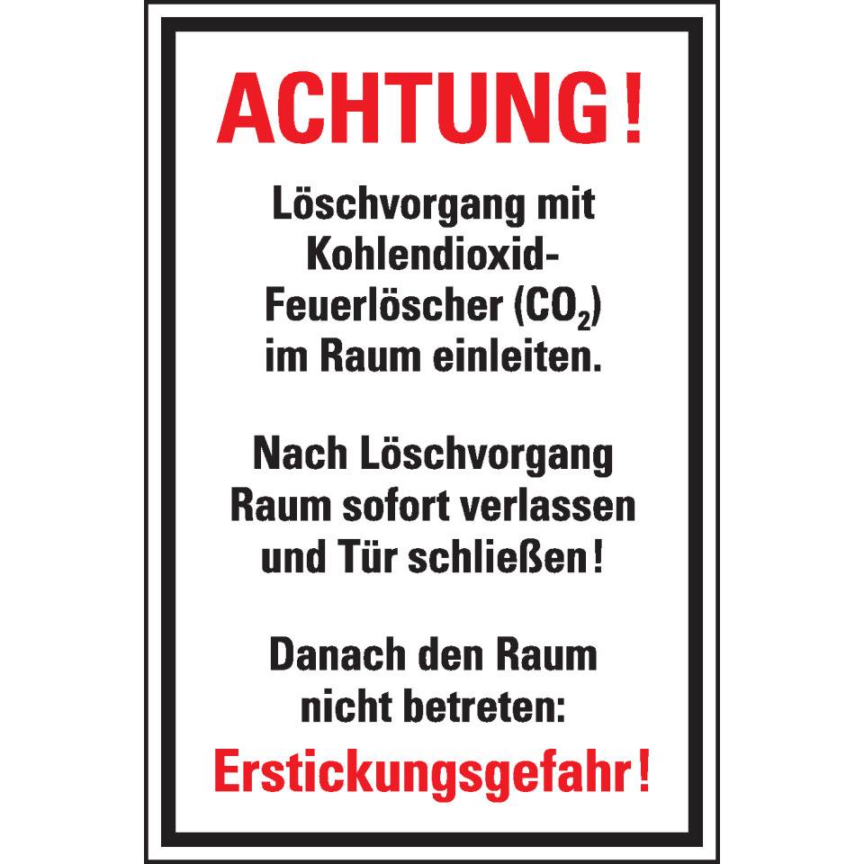 Zusatzschild, Löschvorgang mit CO² Feuerlöscher im Raum ..., Folie, 200x300mm