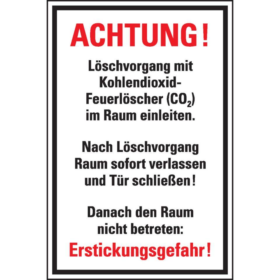 Zusatzschild, Löschvorgang mit CO² Feuerlöscher im Raum ..., Folie, 200x300mm