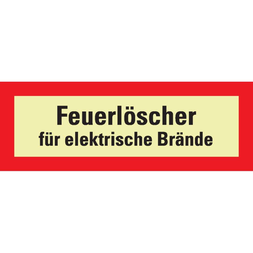 PERMALIGHT® power langnachleuchtend Feuerwehrschild Feuerlöscherfür elektrische Brände, Folie, 210x74mm