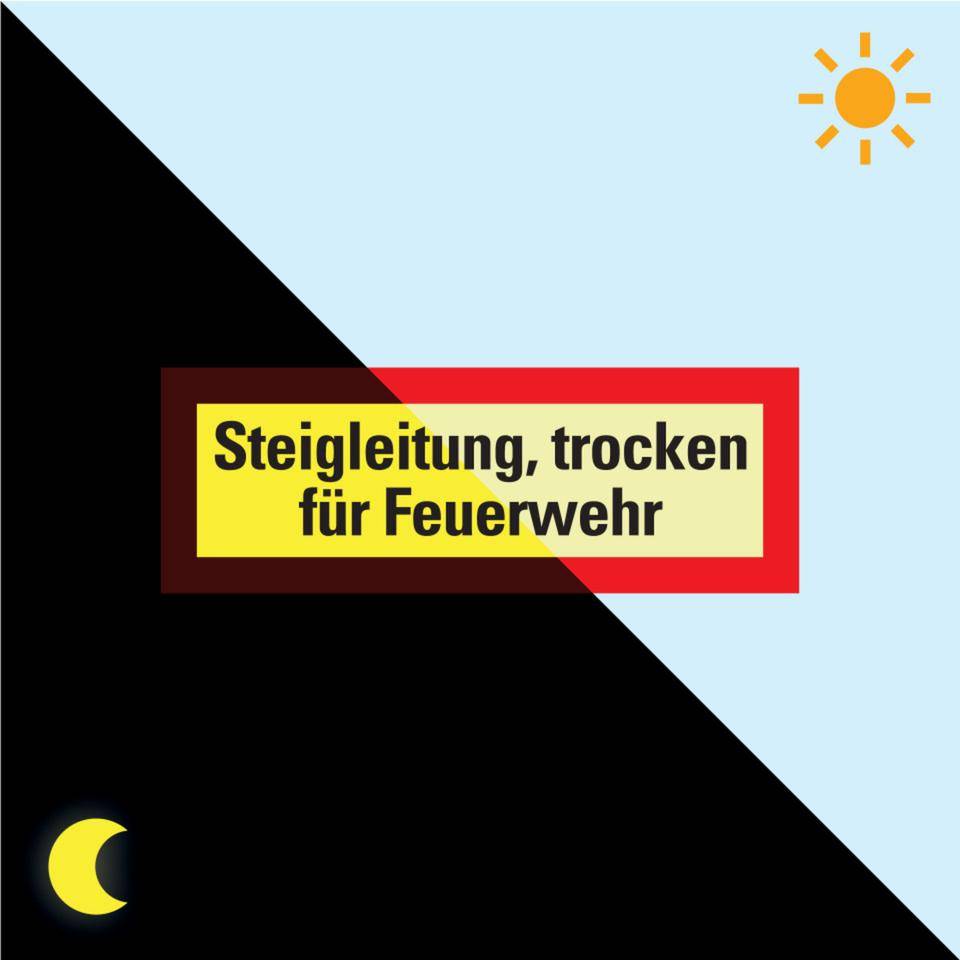 PERMALIGHT® power langnachleuchtend Feuerwehrschild Steigleitung, trocken f.Feuerw., Folie, 210x74mm