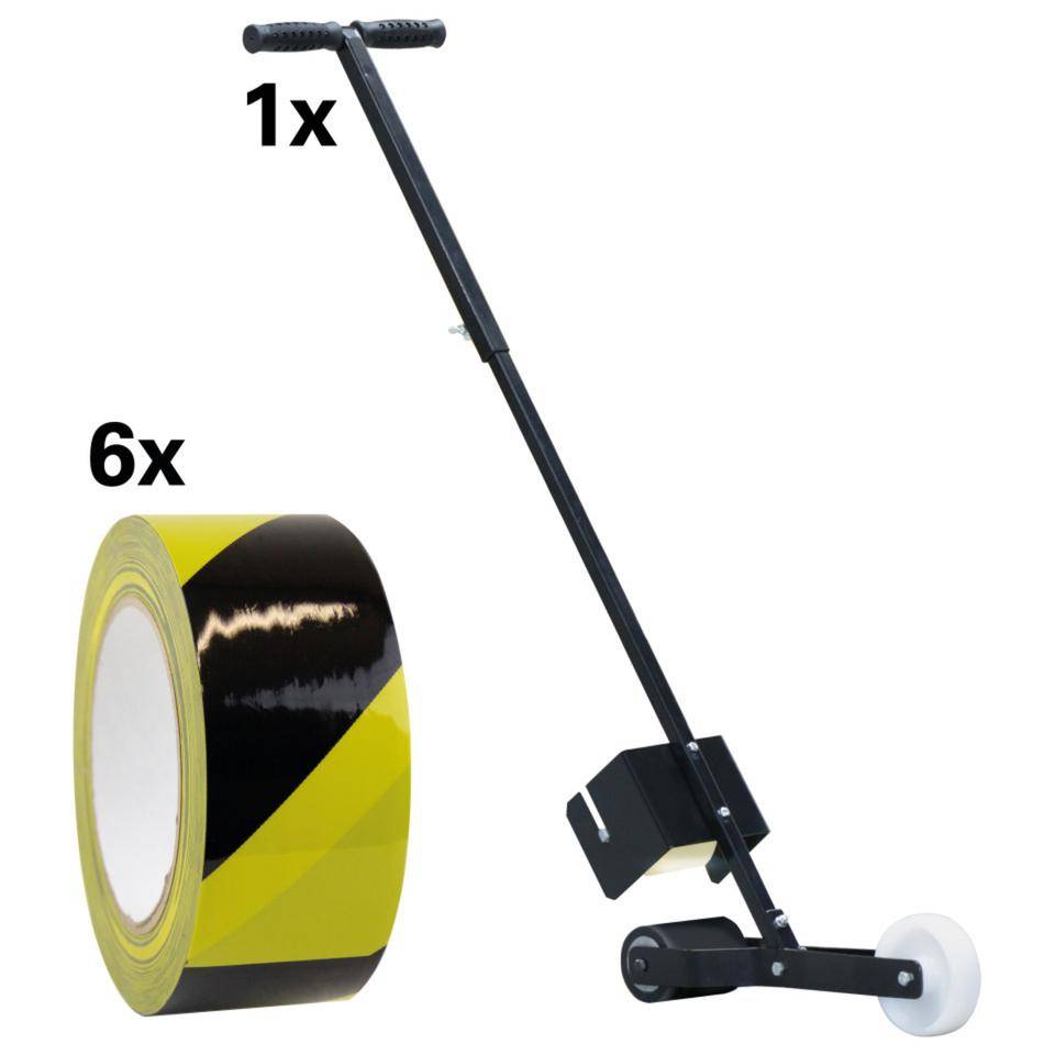 Tapemarker-Starter-Set Premium gelb/schwarz,Bodenmark.Tapemarker,6xBodenmark.ba.