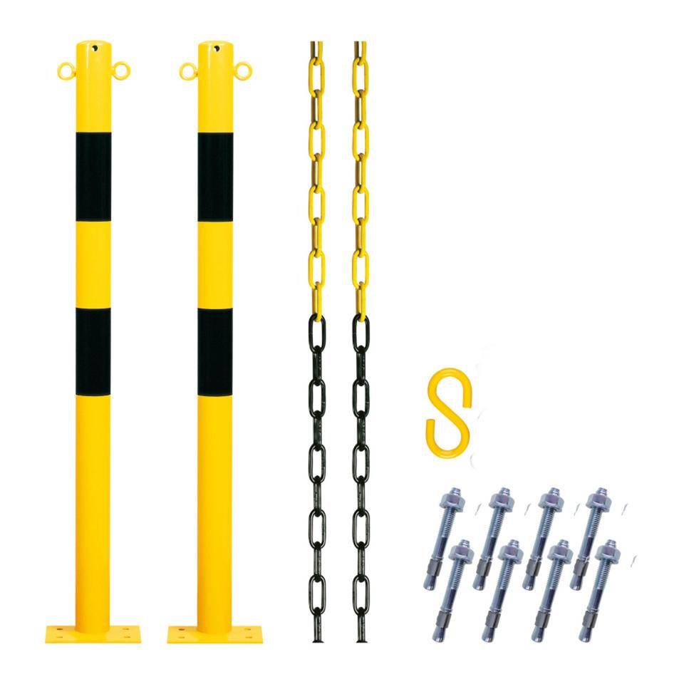 K.57 Vorteils-Set Schutzpfosten XL Duo,Pfosten XL,Absperrkette,S-Haken und Anker
