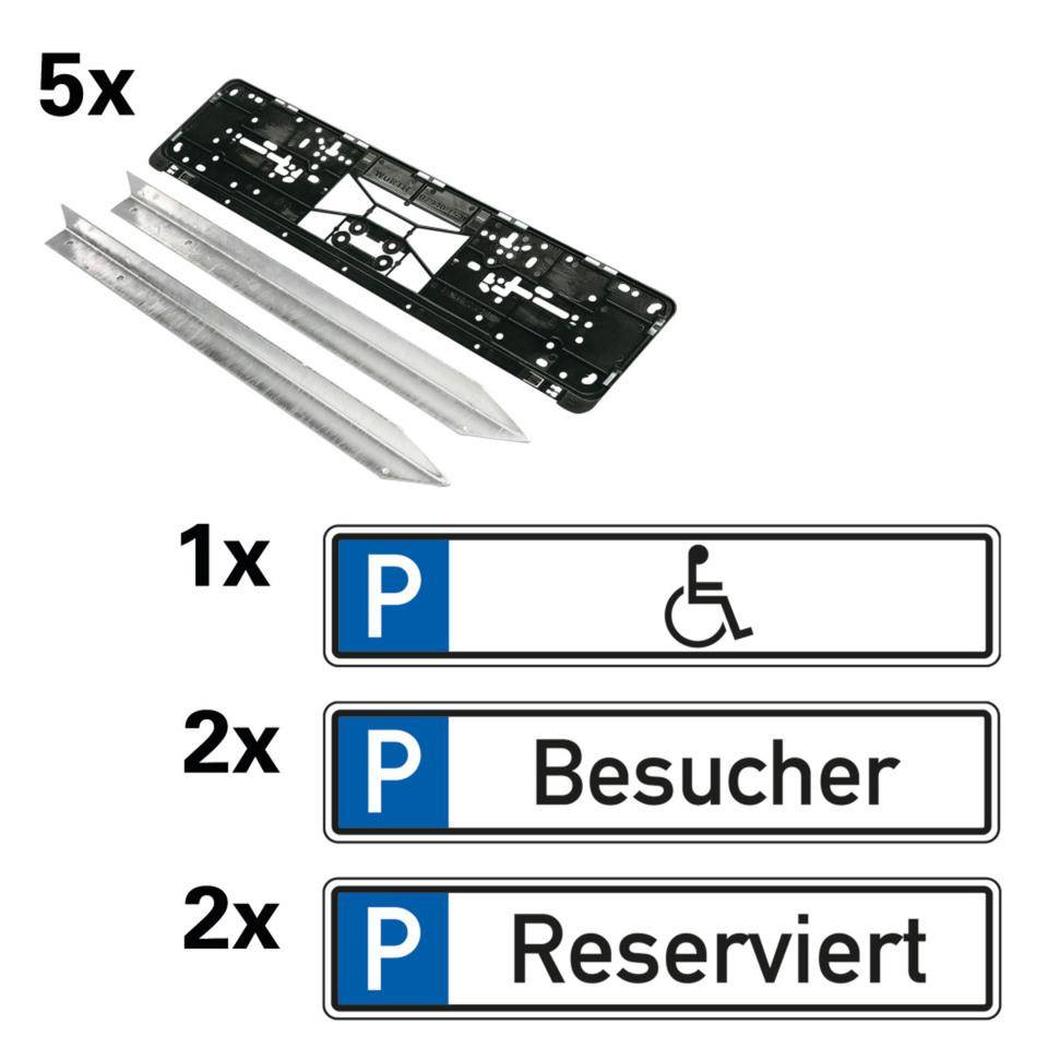 Vorteils-Set Parkplatzreservierung, 5 Reservierungsschilder und Befestigungssets