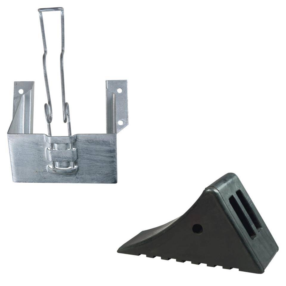 Unterlegkeil und Halter, DIN 76051(Keil), schwarz, Vollgummi, NG46, 65KN, 5,5kg