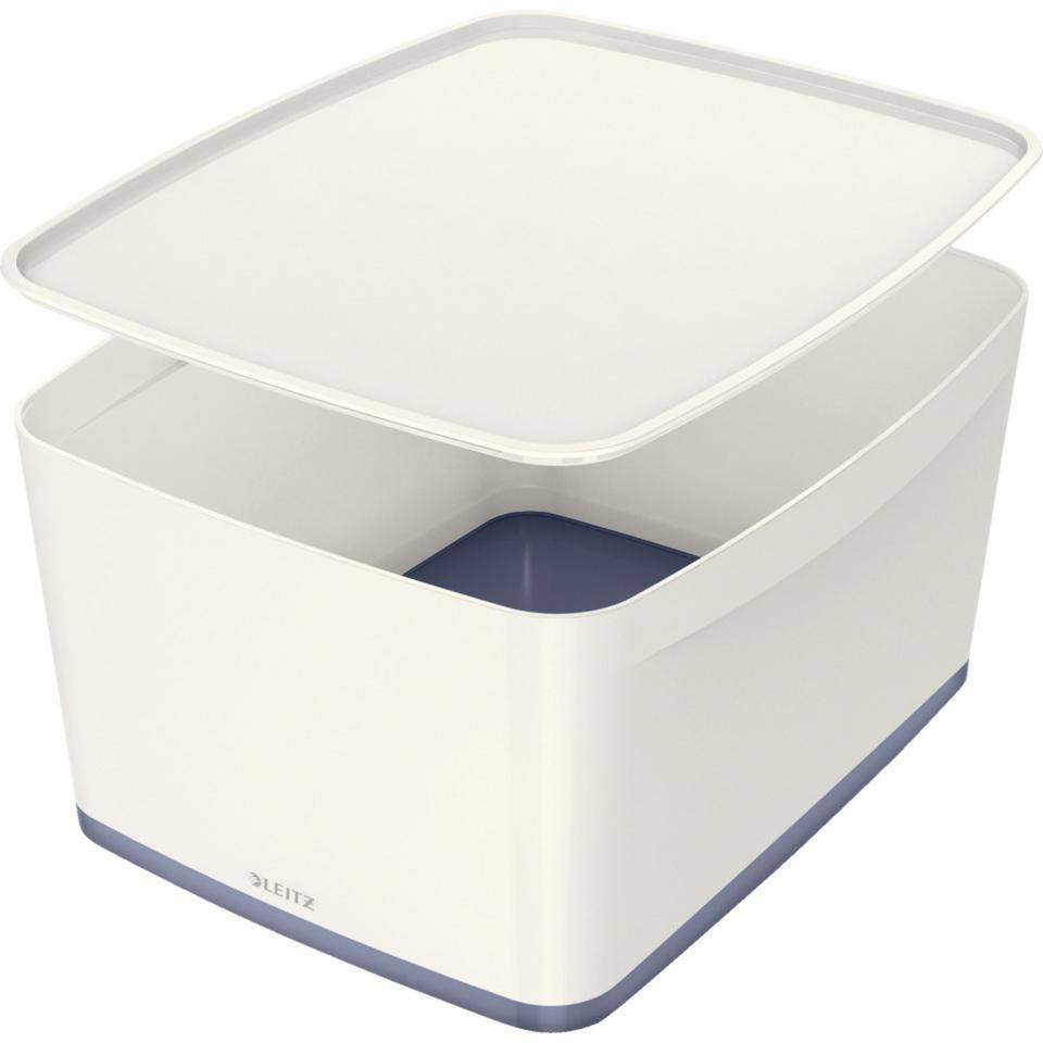 Leitz MyBox WOW, Aufbewahrungsbox, groß mit Deckel, Hochglanzoptik, weiß