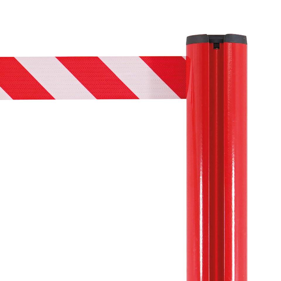 K.57 Gurtpfosten, rot, Aluminium, rot/weiß schraffiert, 50mm, 2,6m, 990mm