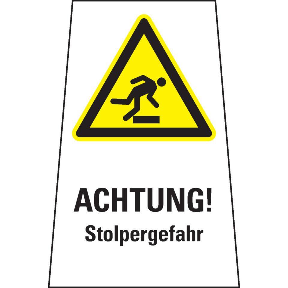 Warnaufsteller Hoch, ACHTUNG! Stolpergefahr, gelb, Polypropylen, 1000mm, 1400g