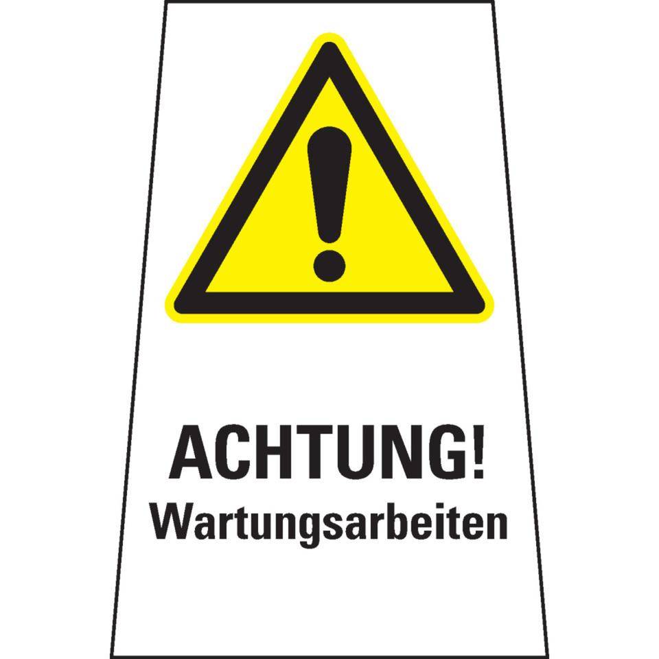 Warnaufsteller Hoch, ACHTUNG! Wartungsarbeiten,gelb, olypropylen,1000mm,1400g