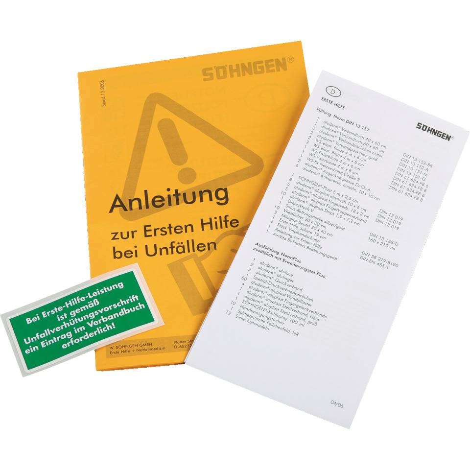 SÖHNGEN® Informationsbroschüre, zur Ersten-Hilfe bei Unfällen
