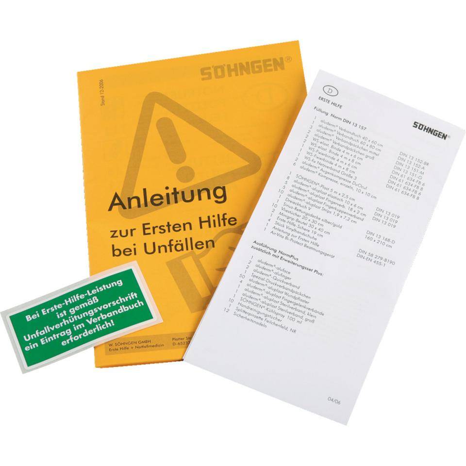 SÖHNGEN® Informationsbroschüre, zur Ersten-Hilfe bei Unfällen