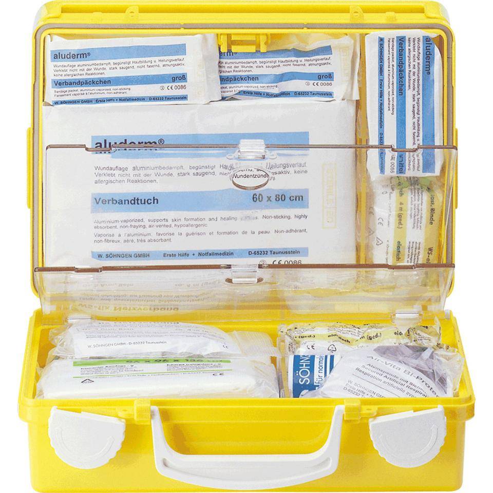 SÖHNGEN® Erste-Hilfe-Koffer Handwerk Extra M, DIN 13157, leuchtgelb