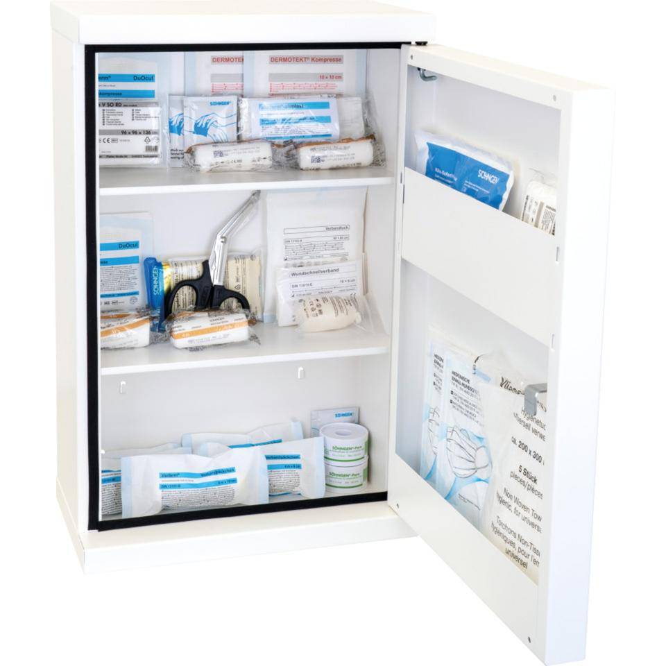 SÖHNGEN® Verbandschrank NovoLine 1, Füllung DIN 13157, weiß, 360x420x200mm