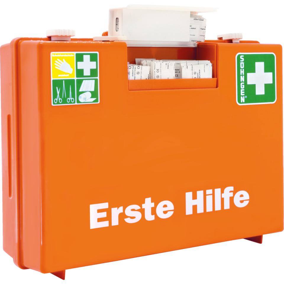 SÖHNGEN® Erste-Hilfe-Koffer Advocat, DIN 13169,orange,inkl. Pflasterspender