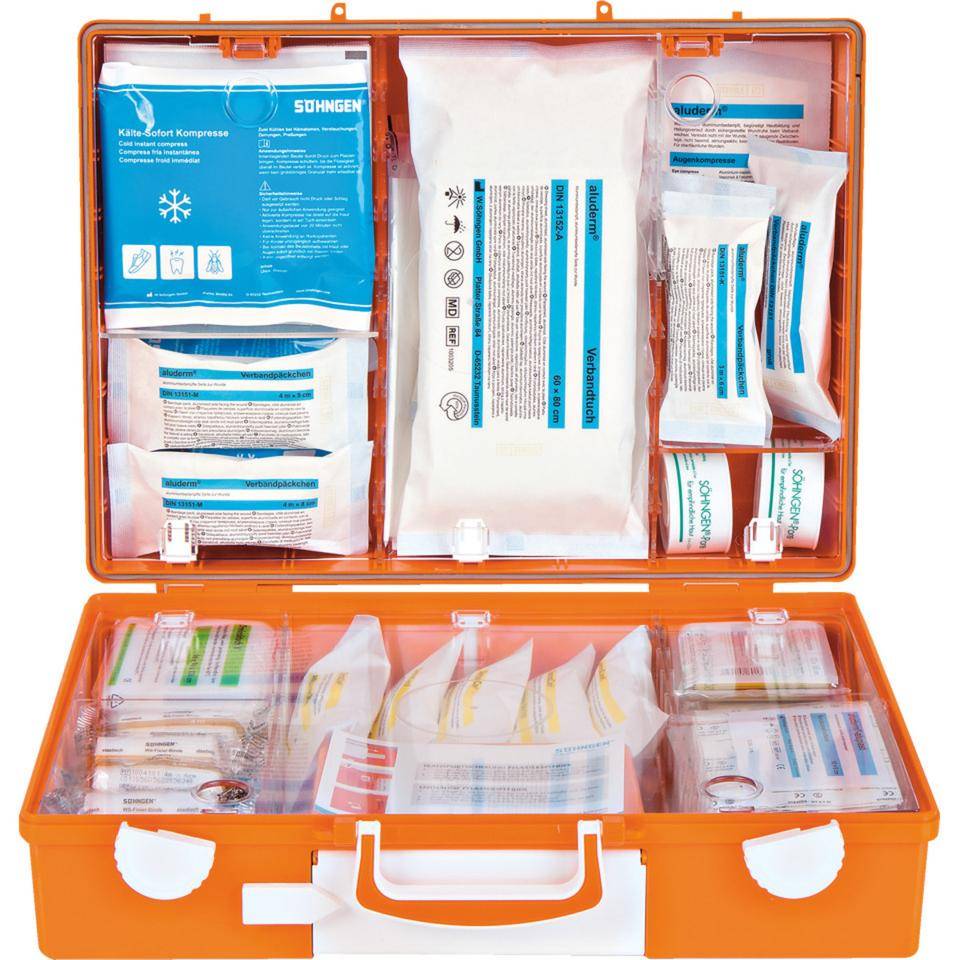 SÖHNGEN® Erste-Hilfe-Koffer Advocat, DIN 13169,orange,inkl. Pflasterspender