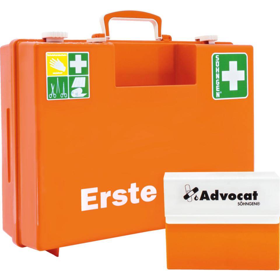 SÖHNGEN® Erste-Hilfe-Koffer Advocat, DIN 13169,orange,inkl. Pflasterspender