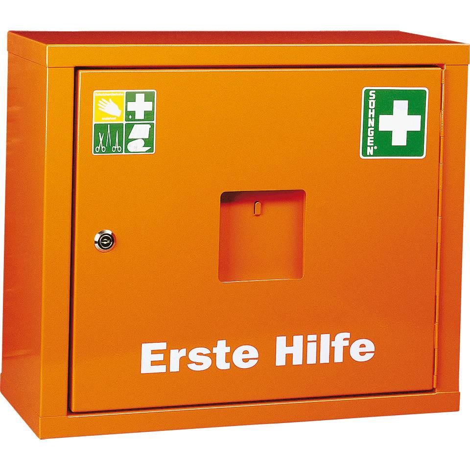 SÖHNGEN® Sanitätsschrank Addition, gemäß DIN 13169:2021, orange, Stahl, 420x490x200mm