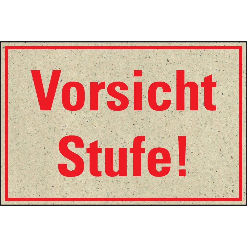 Hinweisschild Vorsicht Stufe! Primärfaser-Graspapier,300x200mm