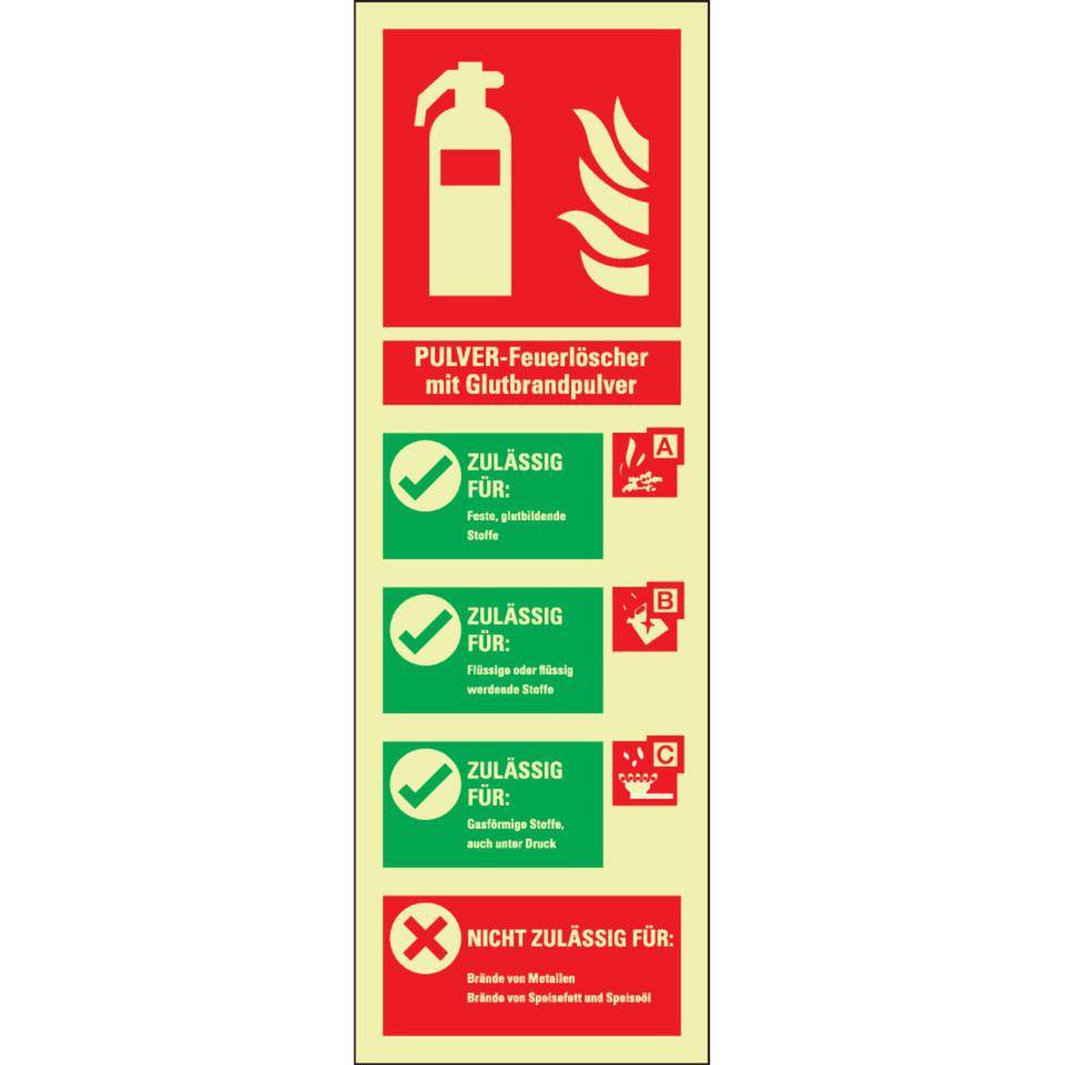 PERMALIGHT® power langnachleuchtend Aushang für Pulver-Feuerlöscher, Kunststoff, 100x300mm