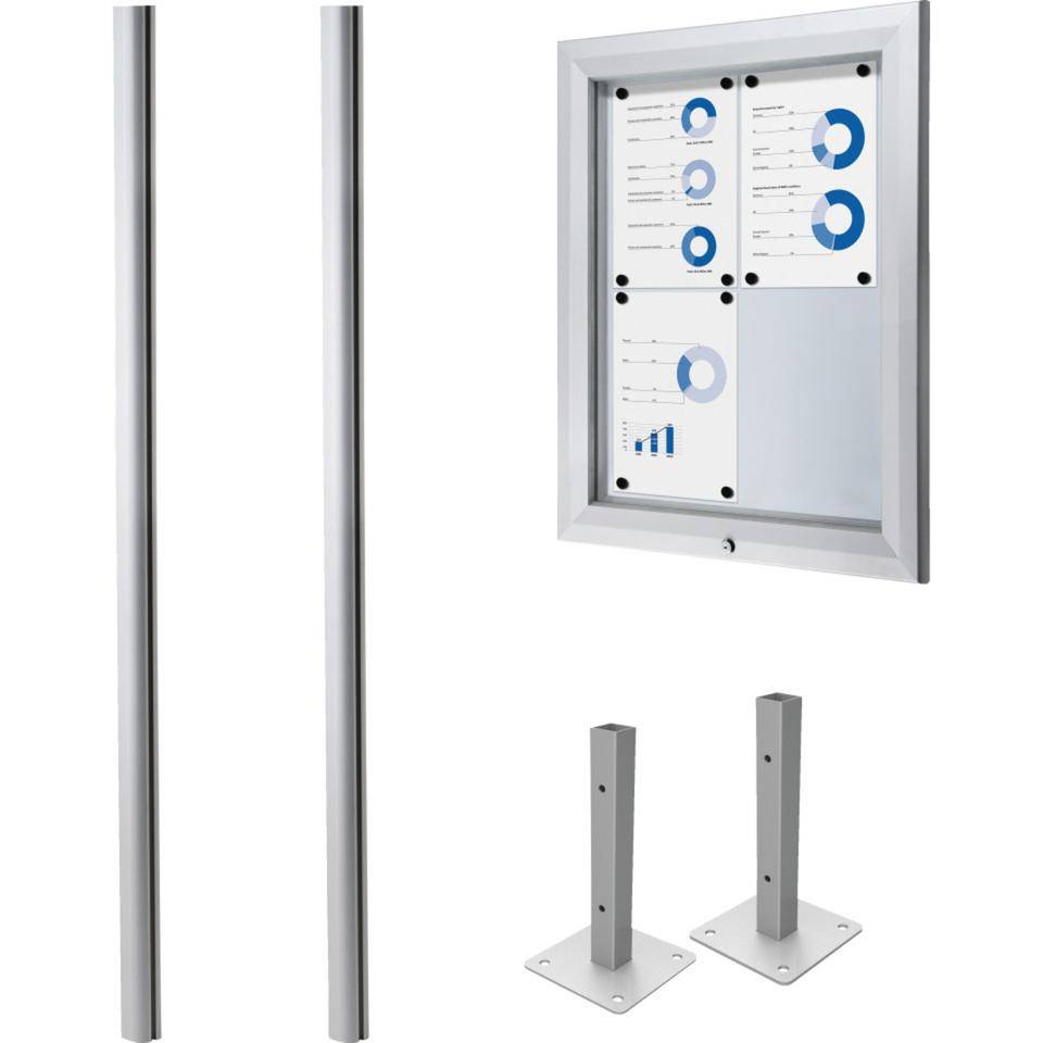 Vorteils-Set Schaukasten zum Aufdübeln, silber, Aluminium, 583x760x47mm, mit Pfosten