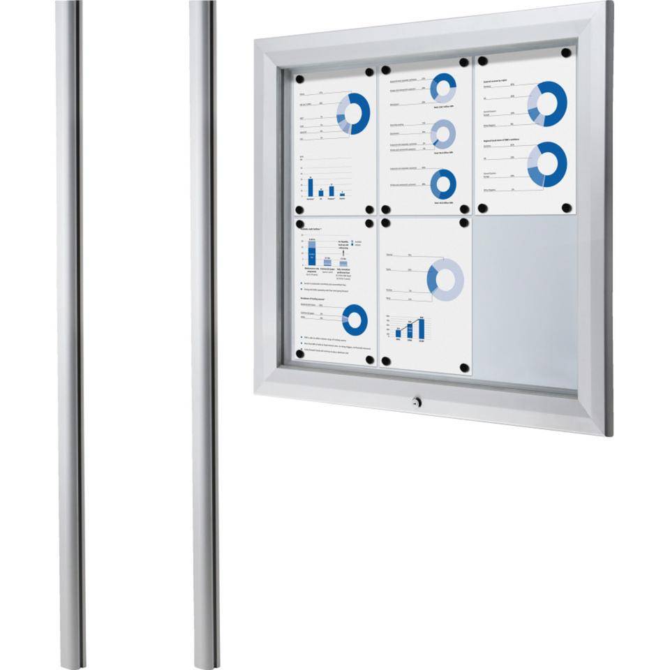 Vorteils-Set Schaukasten zum Einbetonieren, silber, Aluminium, 805x760x47mm, mit Pfosten