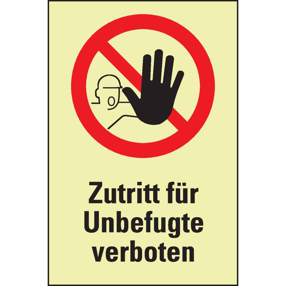 PERMALIGHT® power langnachleuchtend Verbots-Kombischild Zutritt..., ASR/DIN, Folie, 200x300mm