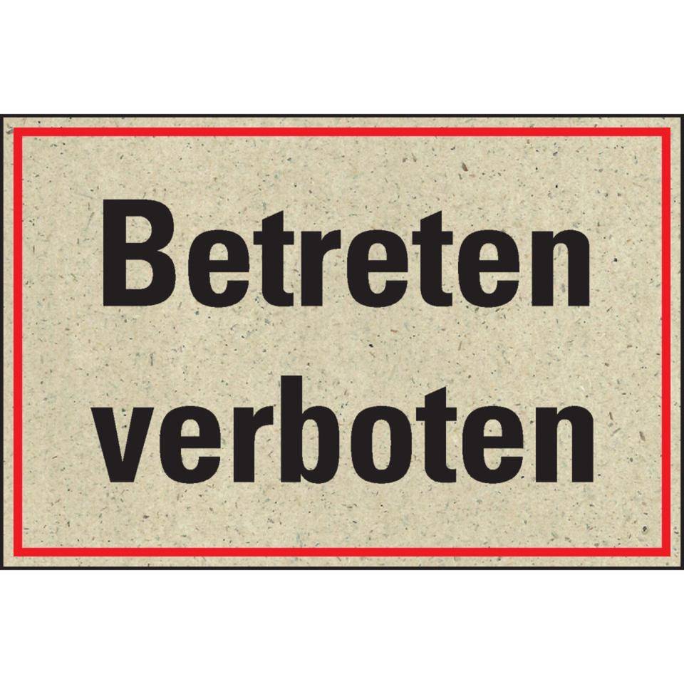 Hinweisschild Betreten verboten, Primärfaser-Graspapier, 300x200mm
