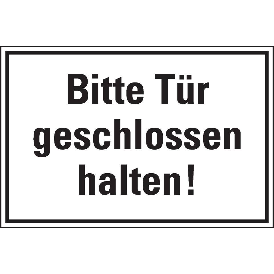 Hinweisschild Bitte Tür geschlossen halten, Cellulose-Folie, selbstklebend, 300x200mm