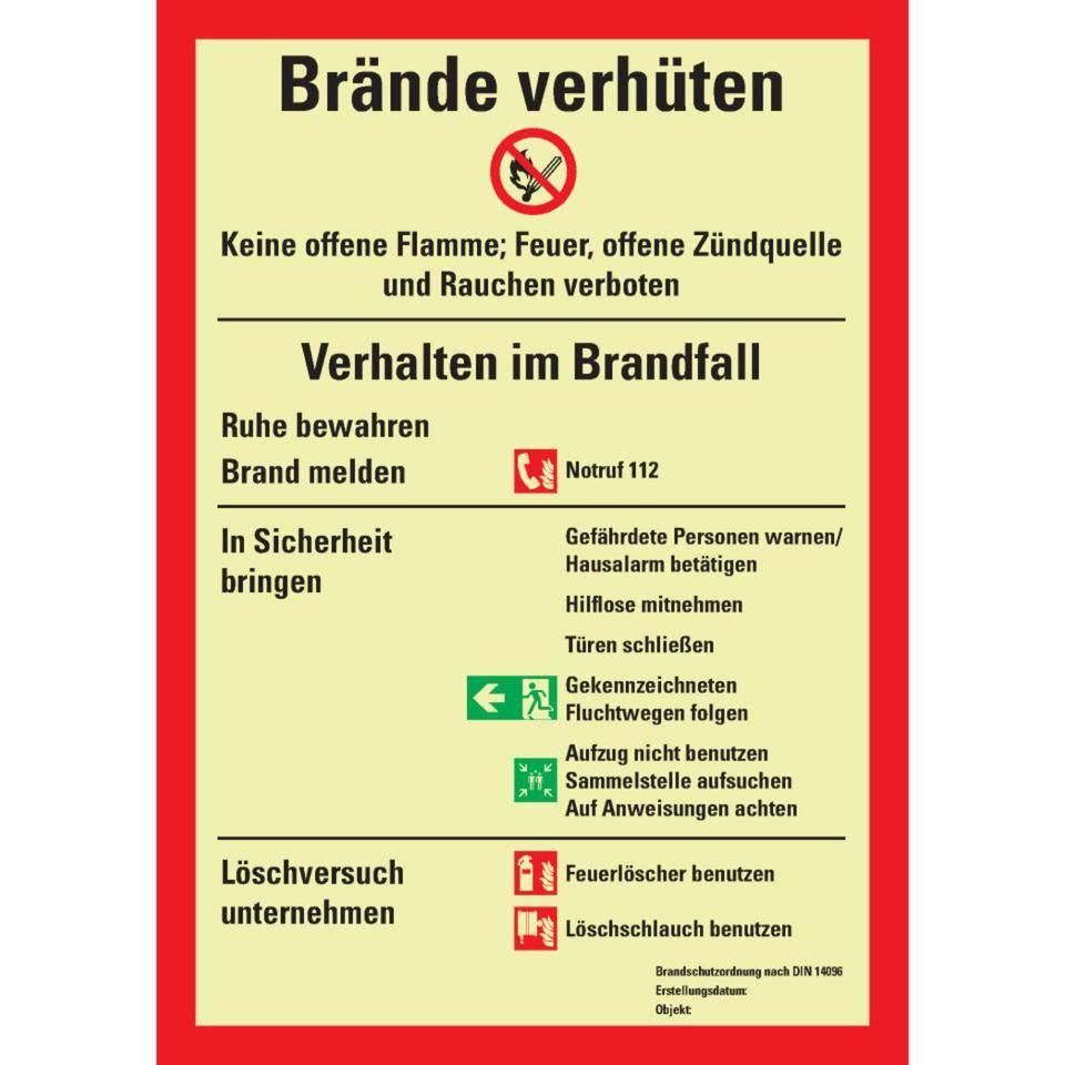 PERMALIGHT® power langnachleuchtend Aushang Brände verhüten, DIN14096, Kunststoff, 210x297mm