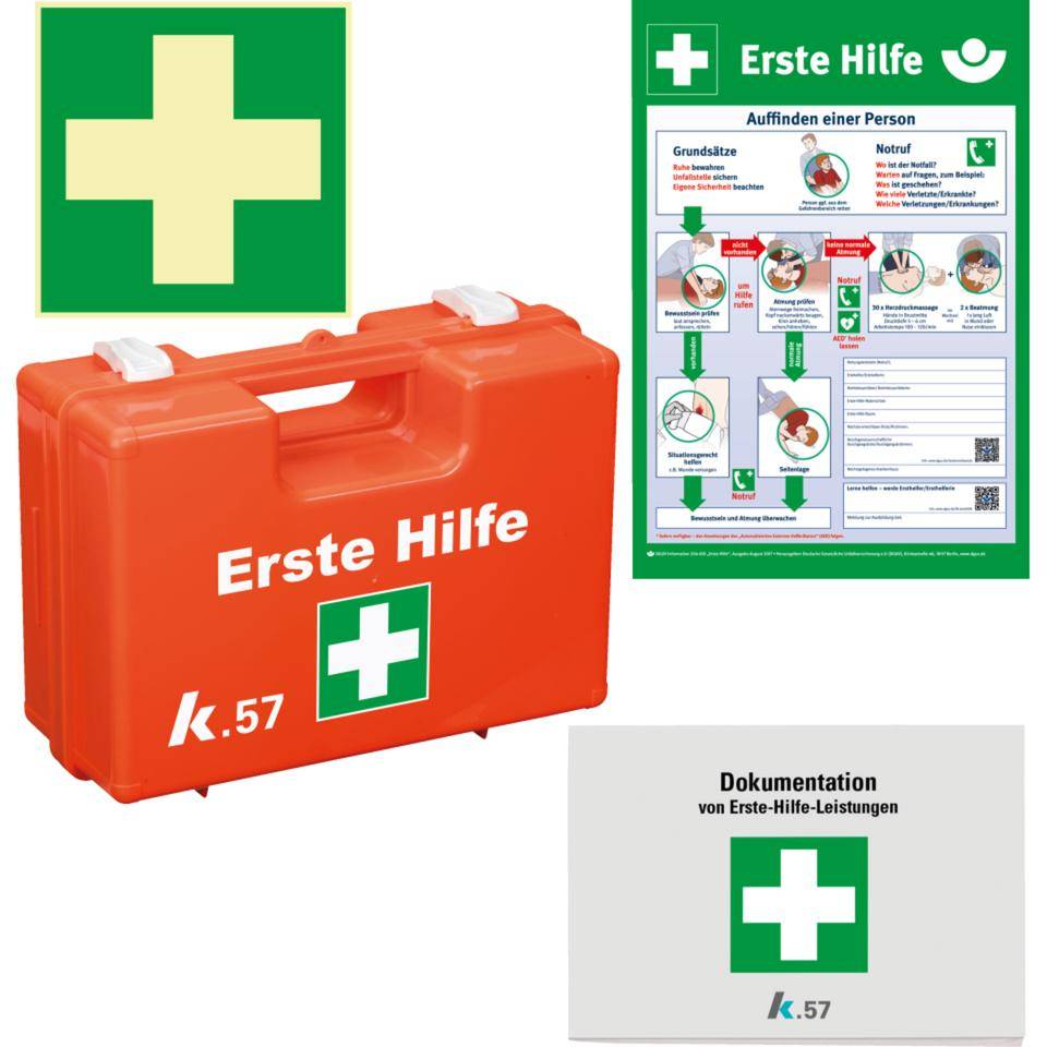 K.57 Vorteils-Set EH Classic, Koffer, Füllung, Aushang, Rettungszeichen nachleuchtend, Block