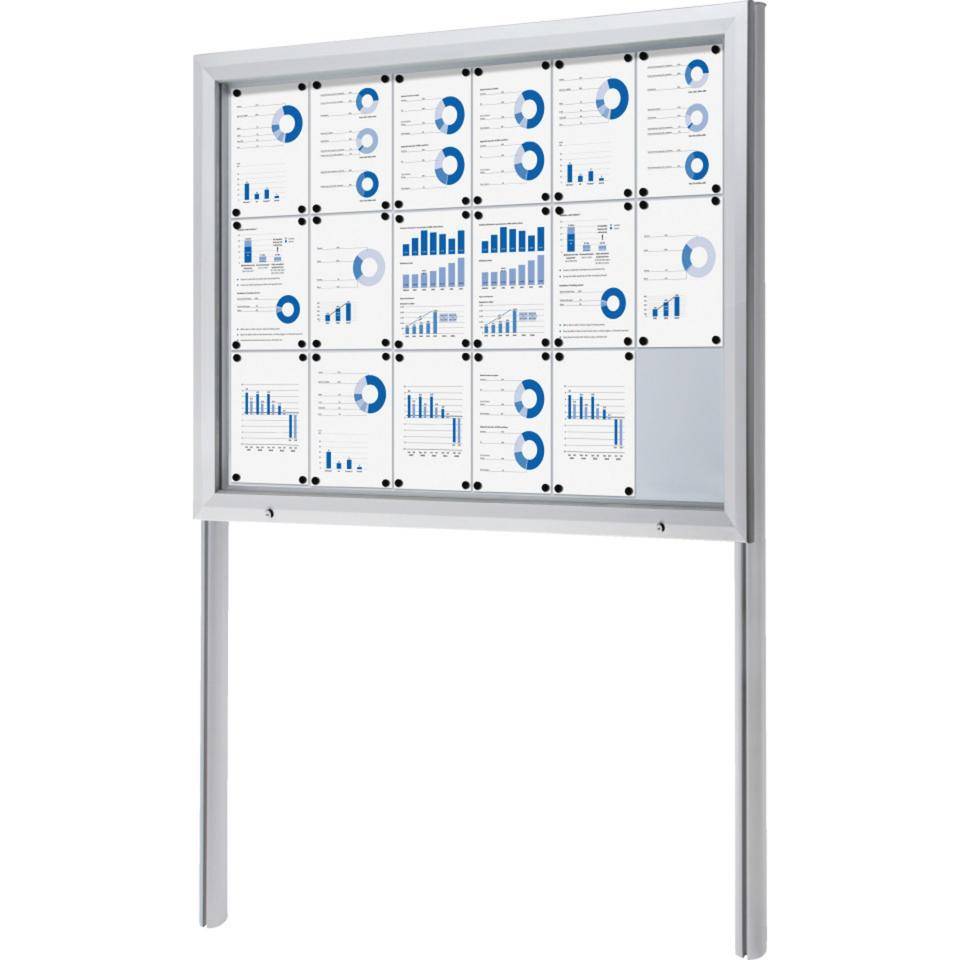 Vorteils-Set Schaukasten zum Einbetonieren, silber, Aluminium, 1465x1067x47mm, mit Pfosten