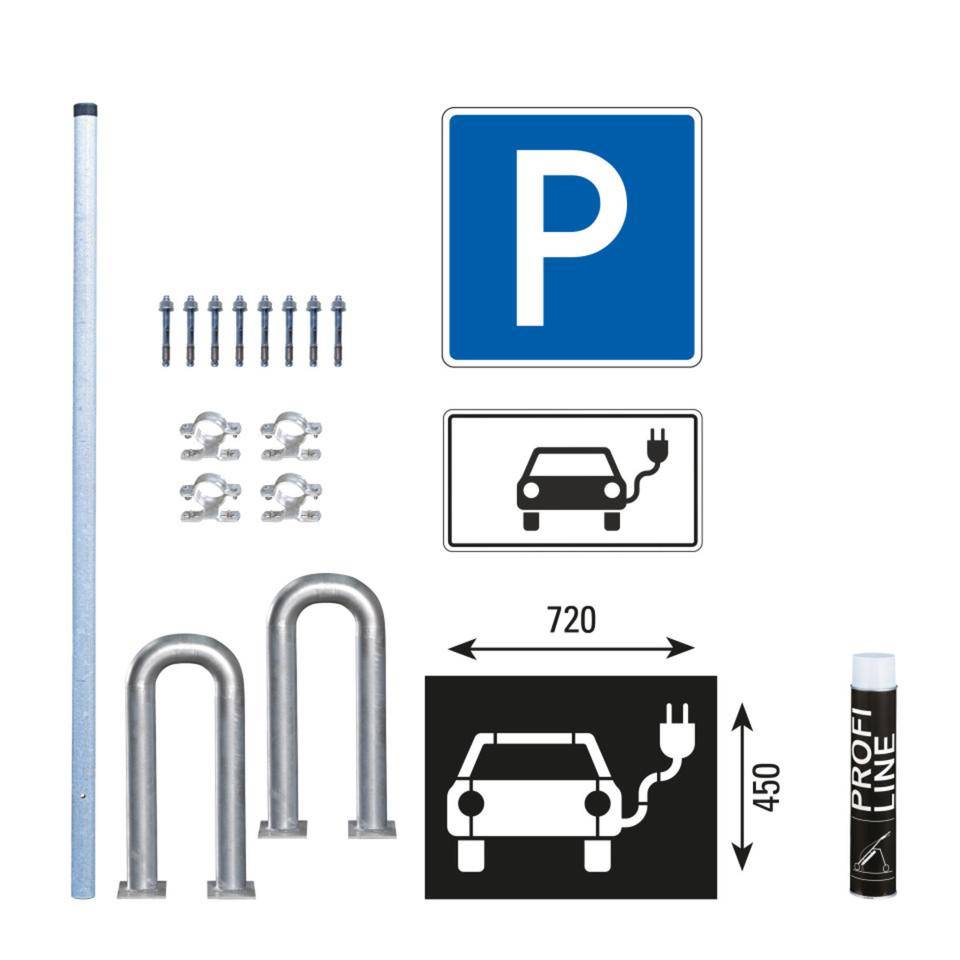 Vorteils-Set Elektro-Ladestation für 1 Parkplatz, mit Schutzbügel Allround XL
