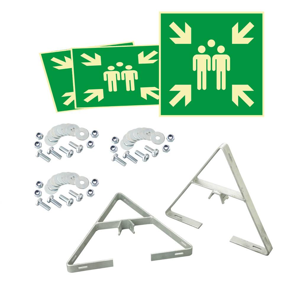 PERMALIGHT® power langnachleuchtend Dreieckset Sammelstelle, Aluminium, 400x400mm, mit Befestigung