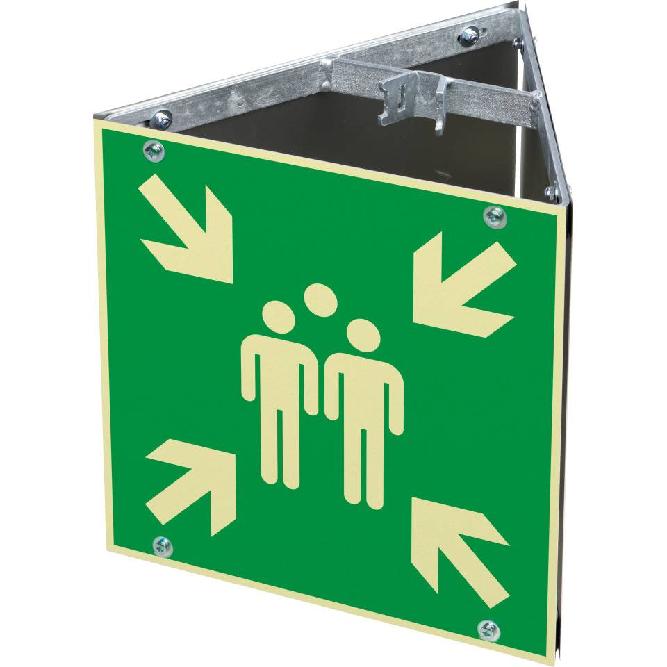 PERMALIGHT® power langnachleuchtend Dreieckset Sammelstelle, Aluminium, 400x400mm, mit Befestigung